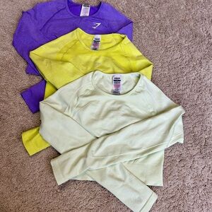 Lot of 3 Gymshark Long Sleeve Crop Tops, Size M
